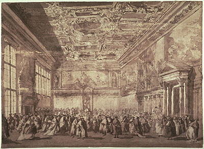 Der Dogen von Venedig empfängt Botschafter in der Sala dei ... | Francesco Guardi | Gemälde Reproduktion