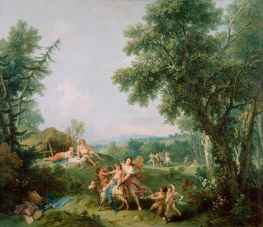 Landschaft mit der Erziehung des Bacchus | Francesco Zuccarelli | Gemälde Reproduktion