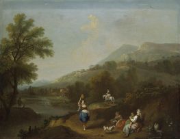 Idyllische Flusslandschaft mit Figuren | Francesco Zuccarelli | Gemälde Reproduktion