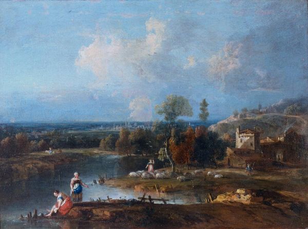 Landscape with Figures and Flocks, c.1735/45 | Francesco Zuccarelli | Painting Reproduction