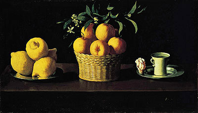 Still Life with Oranges, Lemons and Rose, 1633 | Zurbaran | Painting Reproduction