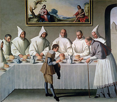 St. Hugh of Cluny in the Refectory of the Carthusians, 1633 | Zurbaran | Painting Reproduction