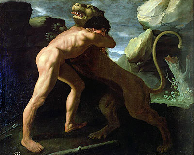 Hercules Fighting with the Nemean Lion, Undated | Zurbaran | Gemälde Reproduktion