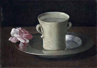 A Cup of Water and a Rose on a Silver Plate, c.1630 | Zurbaran | Gemälde Reproduktion