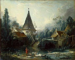 Landscape Near Beauvais, c.1740 von Boucher | Gemälde-Reproduktion