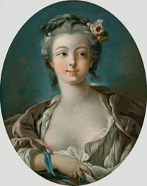 Young Woman with Flowers in Her Hair, undated by Boucher | Painting Reproduction