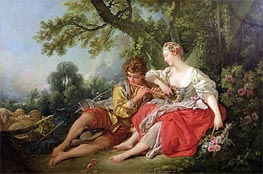 Shepherd Piping to a Shepherdess, c.1747/50 by Boucher | Painting Reproduction