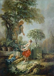 Landscape with Figures Gathering Cherries, 1768 by Boucher | Painting Reproduction