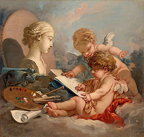 Cupids Allegory of Painting, c.1760 | Boucher | Gemälde Reproduktion