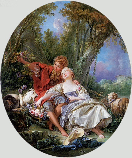 Shepherd and Shepherdess Reposing (The School of Love), 1761 | Boucher | Painting Reproduction