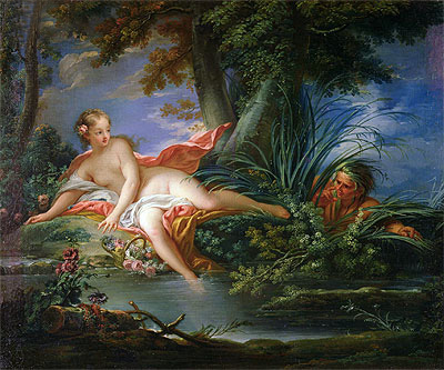 Die überraschte Badende, n.d. von Boucher | Gemälde-Reproduktion
