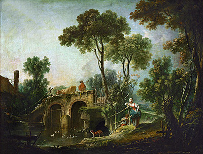 Die Brücke, 1751 von Boucher | Gemälde-Reproduktion