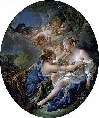 Jupiter in Gestalt von Diana und Kallisto, n.d. von Boucher | Gemälde-Reproduktion