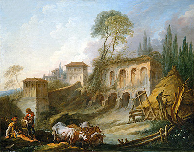 Capriccio-Blick vom Campo Vaccino, 1734 von Boucher | Gemälde-Reproduktion
