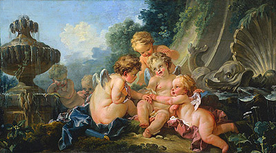 Verschwörung der Amoretten, c.1740/50 von Boucher | Gemälde-Reproduktion