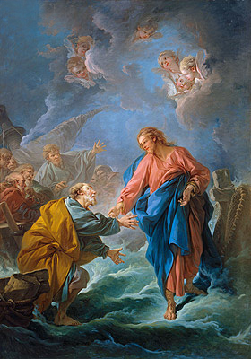 Der heilige Petrus versucht, auf dem Wasser zu gehen | Boucher | Gemälde Reproduktion