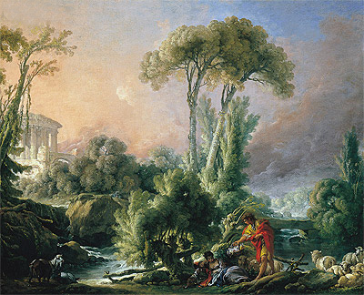 River Landscape with an Antique Temple, 1762 | Boucher | Painting Reproduction