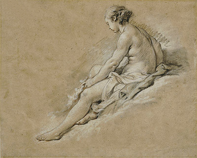 A Seated Nude Girl, undated | Boucher | Gemälde Reproduktion