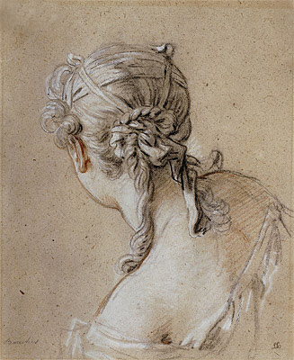 Head of a Woman from Behind, c.1740 | Boucher | Painting Reproduction