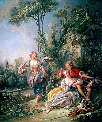 Lovers in a Park, undated | Boucher | Painting Reproduction