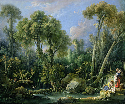 Wäscherinnen in einer Landschaft | Boucher | Gemälde Reproduktion