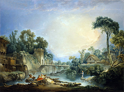 The Rustic Bridge, c.1756 | Boucher | Painting Reproduction