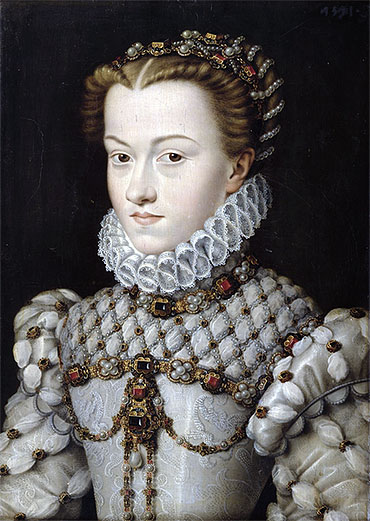 Portrait of Elisabeth of Austria, 1571 by Francois Clouet | Painting Reproduction