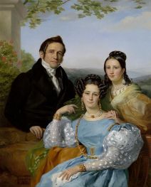 Portrait of Théodore-Joseph Jonet and his Two Daughters, 1832 by Francois Navez | Painting Reproduction