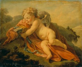Sleeping Cupid, c.1688-1737 by Francois Lemoyne | Painting Reproduction