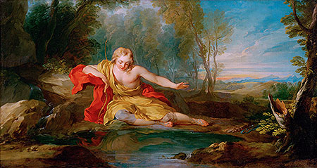 Narcissus Contemplating His Image Mirrored in the Water, c.1725/28 | Francois Lemoyne | Gemälde Reproduktion