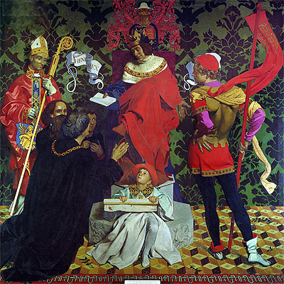 John Cabot and his Sons Receive the Charter from Henry VII to Sail in Search of New Lands, 1910 | Frank Cadogan Cowper | Painting Reproduction