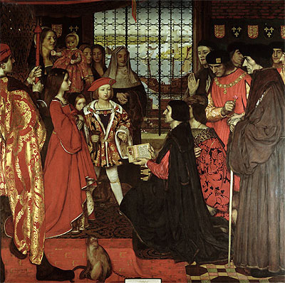 Erasmus and Sir Thomas More Visit the Children of Henry VII at Greenwich in 1499, 1910 | Frank Cadogan Cowper | Gemälde Reproduktion