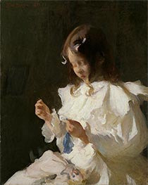 Child Sewing, 1897 by Frank Weston Benson | Painting Reproduction