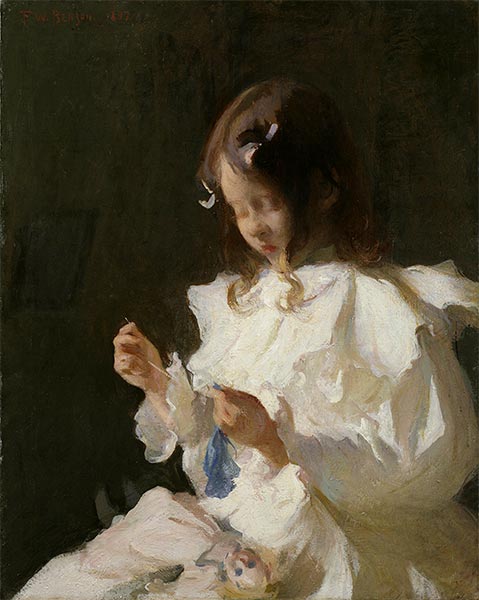 Nähendes Kind, 1897 | Frank Weston Benson | Gemälde Reproduktion