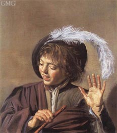 Singender Junge mit Flöte, c.1623/25 von Frans Hals | Gemälde-Reproduktion