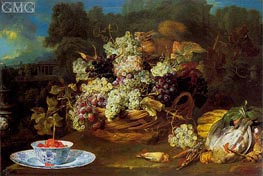 Basket of Fruit in a Landscape with Squirrel, c.1650/60 by Frans Snyders | Painting Reproduction