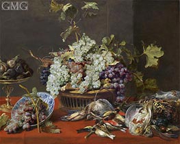 Still Life with Grapes and Game, c.1630 by Frans Snyders | Painting Reproduction