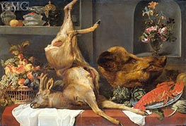 Still Life with a Large Dead Game, Fruit and Flowers, 1657 by Frans Snyders | Painting Reproduction
