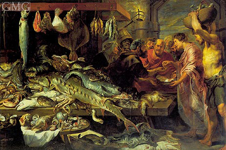 Fish Market (with Figures by van Dyck), c.1618/20 | Frans Snyders | Painting Reproduction