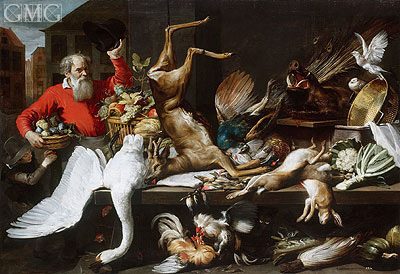 Market Still Life with Game, Fruit, Vegetables, 1614 | Frans Snyders | Gemälde Reproduktion
