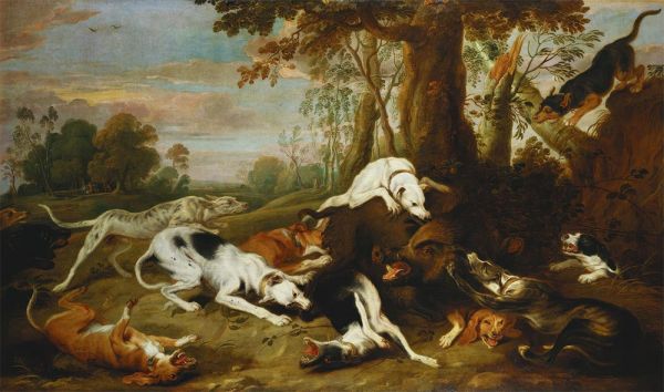 A Boar Hunt, 1653 by Frans Snyders | Painting Reproduction