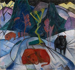 Bison im Winter (Roter Bison), 1913 von Franz Marc | Gemälde-Reproduktion