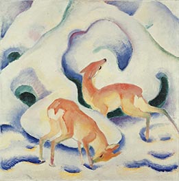 Deer in the Snow II | Franz Marc | Painting Reproduction