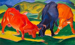 Kämpfende Kühe, 1911 von Franz Marc | Gemälde-Reproduktion