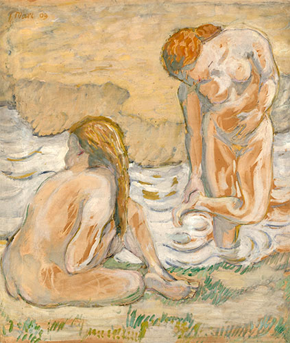 Zwei Badende Frauen (Aktkomposition II), 1909 | Franz Marc | Gemälde Reproduktion