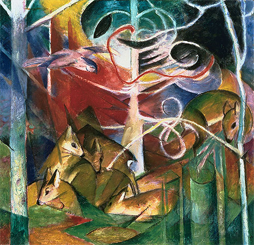 Rehe im Wald I, 1913 | Franz Marc | Gemälde Reproduktion