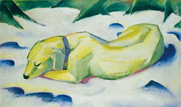 Hund im Schnee liegend, c.1911 von Franz Marc | Gemälde-Reproduktion