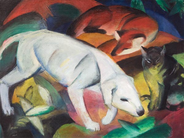 Three Animals (Dog, Fox and Cat), 1912 by Franz Marc | Painting Reproduction