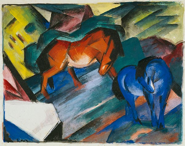 Rotes und blaues Pferd, 1912 | Franz Marc | Gemälde Reproduktion