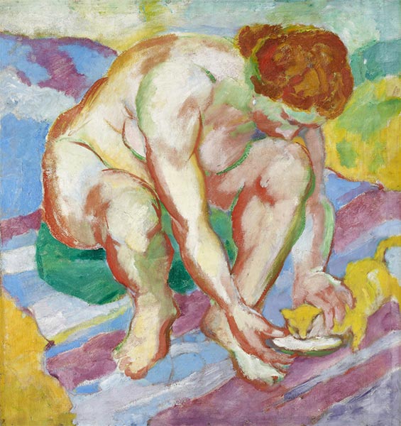 Akt mit Katze, 1910 von Franz Marc | Gemälde-Reproduktion